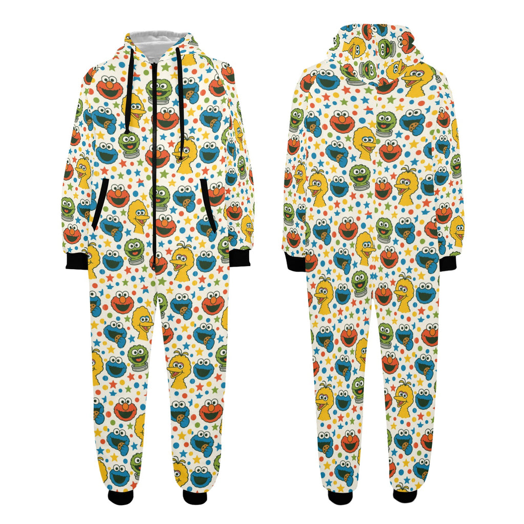 90's puppet cartoon Fleece Hooded Pajamas