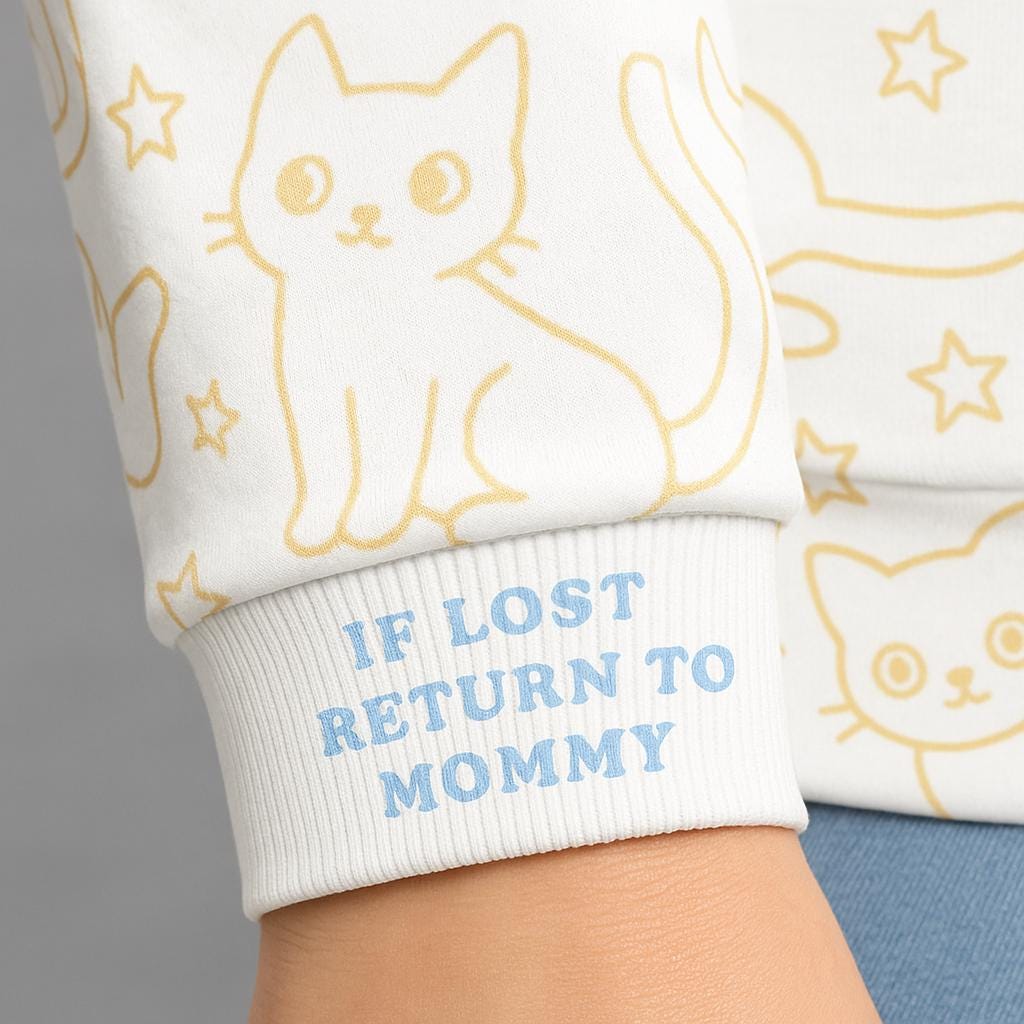 Cat Print Hoodie with Ears: Kawaii Style Women's Sweatshirt