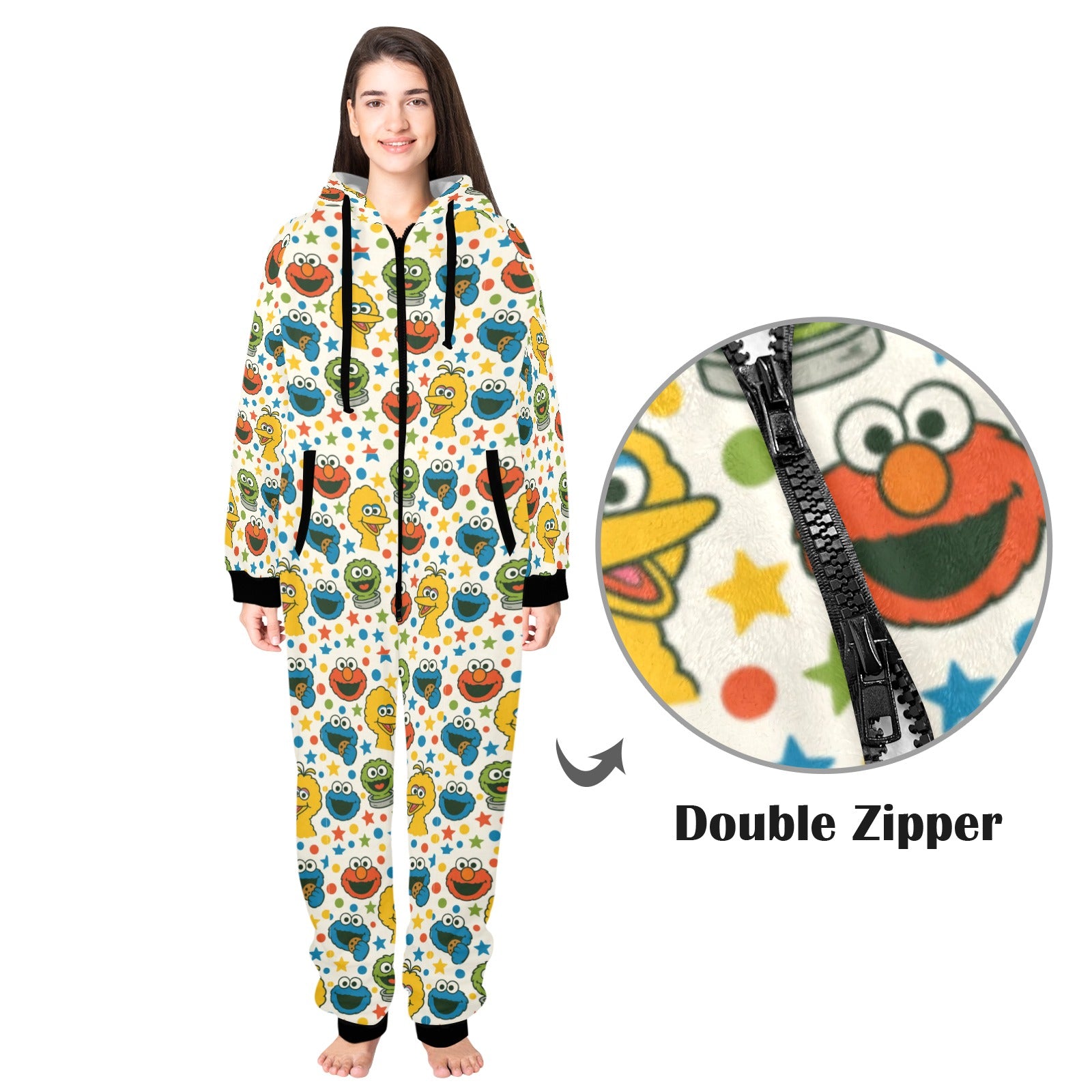 90's puppet cartoon Fleece Hooded Pajamas