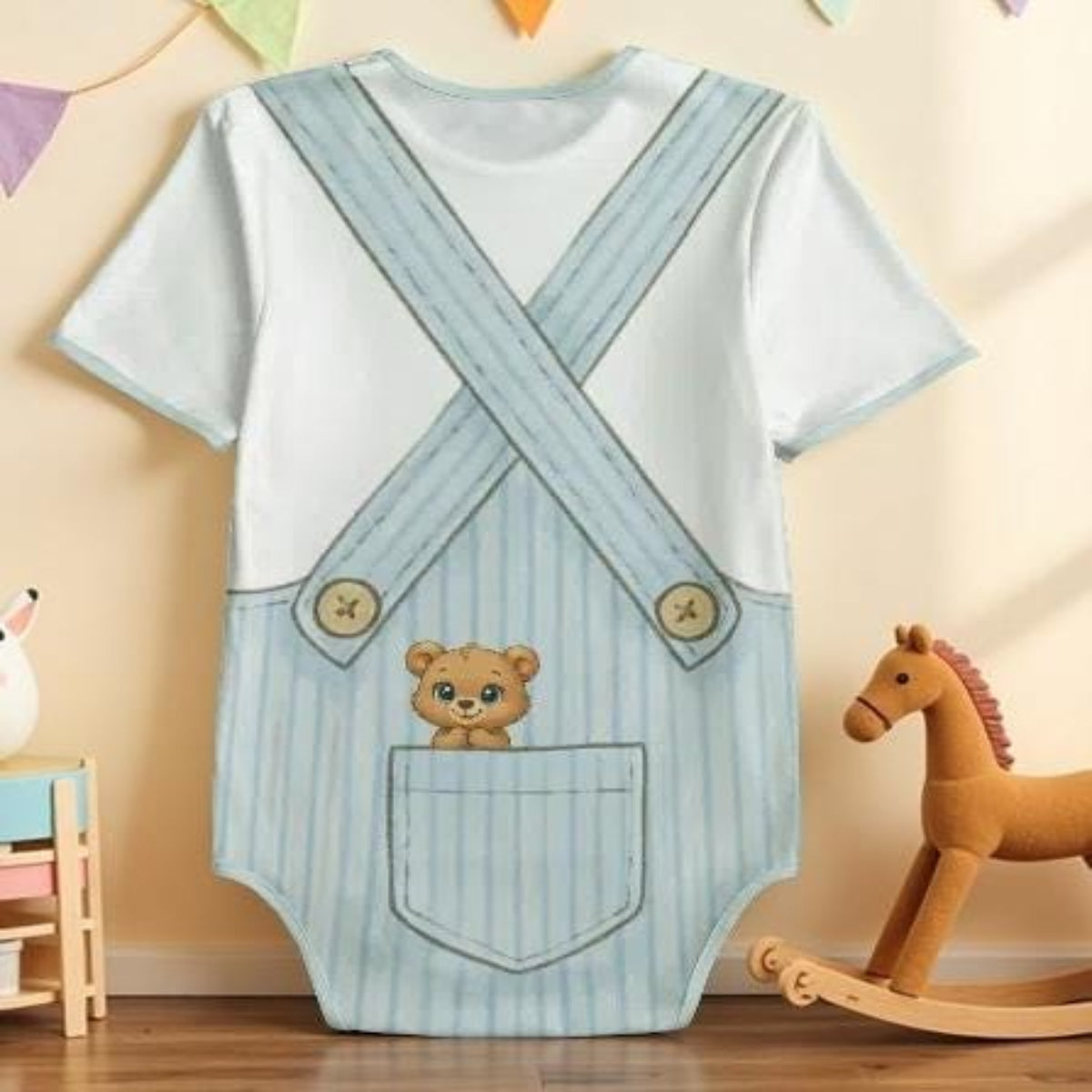 Baby Blue Overalls Onesie