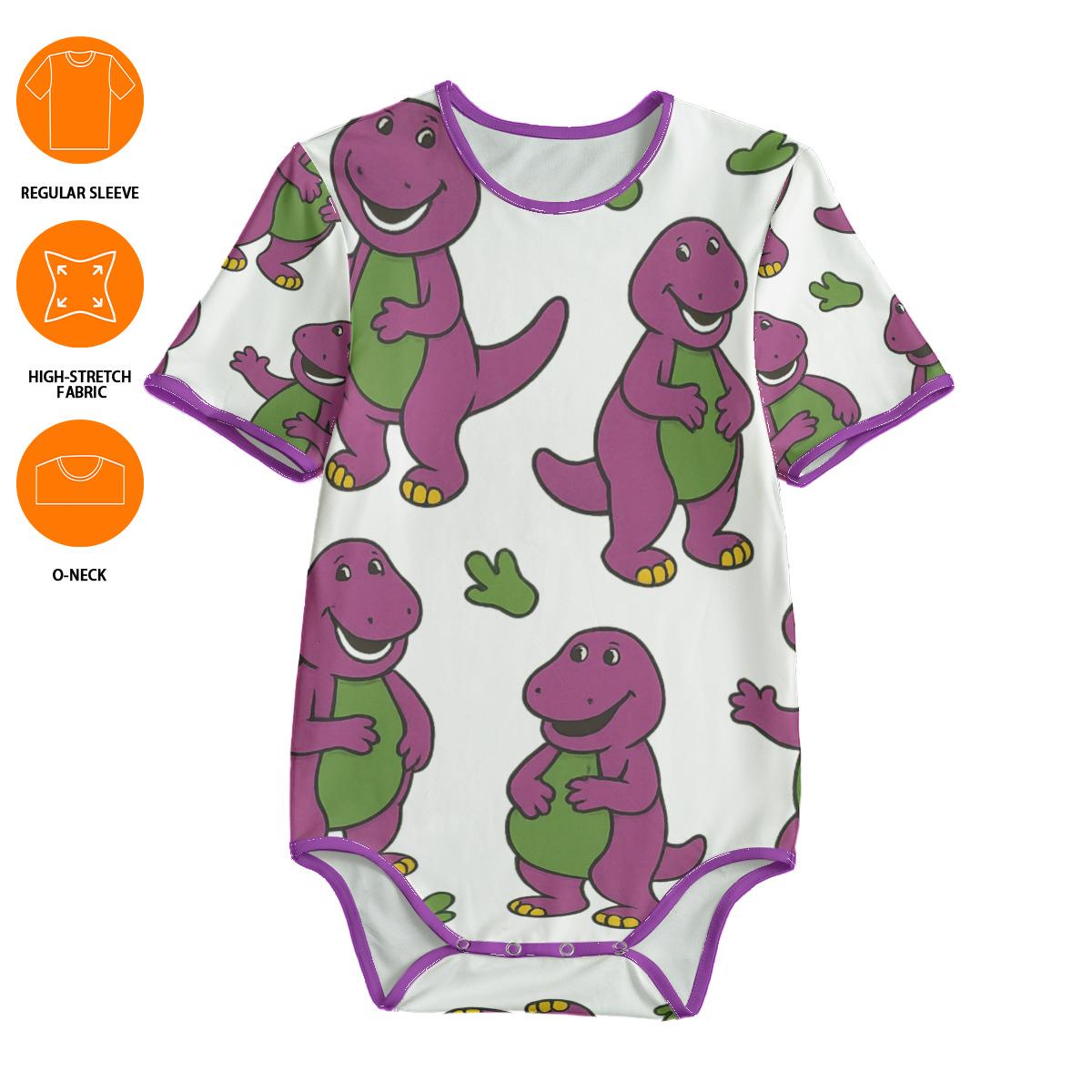 ABDL Adult Onesie: Purple Dinosaur Print, Snap Crotch