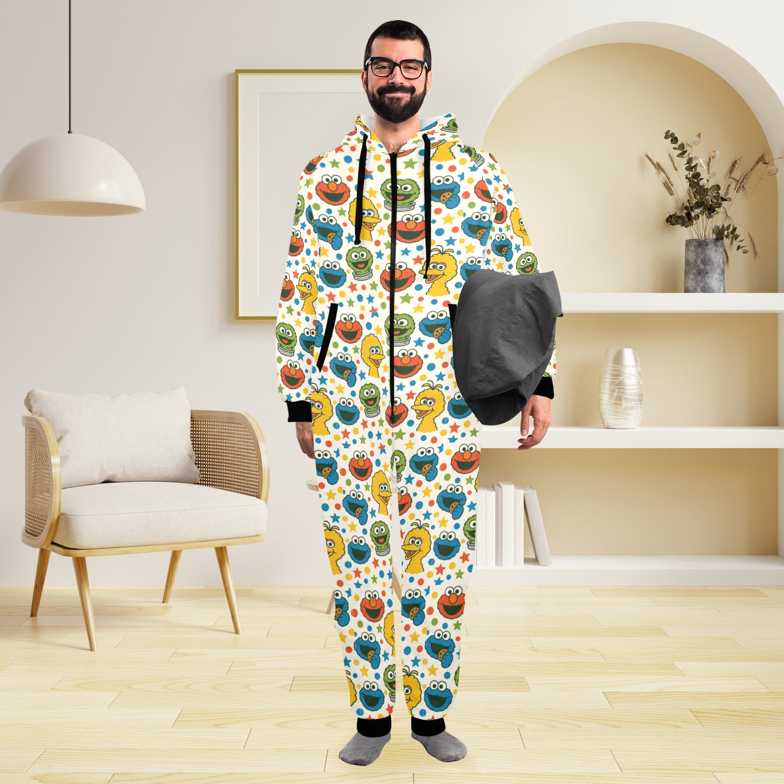 90's puppet cartoon Fleece Hooded Pajamas